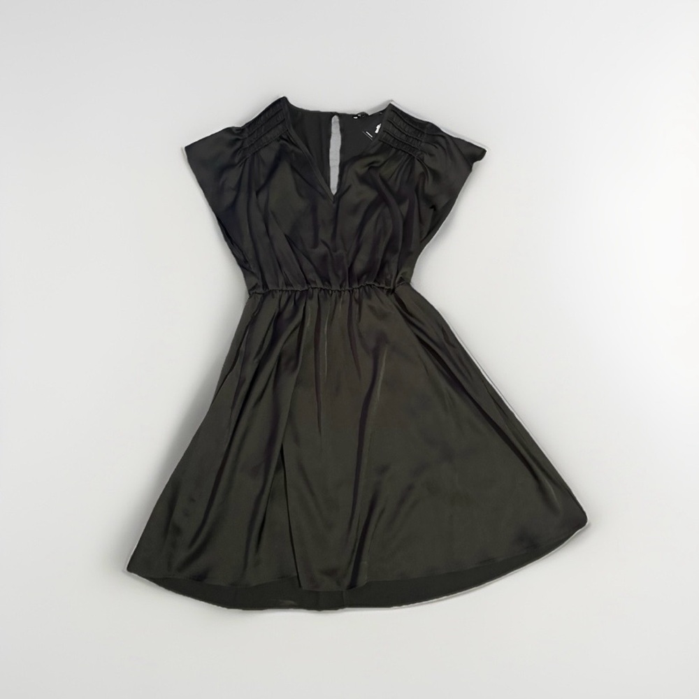 Express Black Satin V-Neck Flutter Sleeve Mini Dress No Belt NWT Sz XS